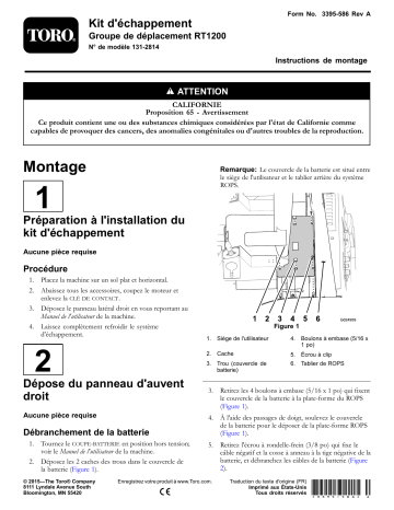 Guide d'installation | Toro Exhaust Kit, RT1200 Traction Unit Trencher Manuel utilisateur | Fixfr