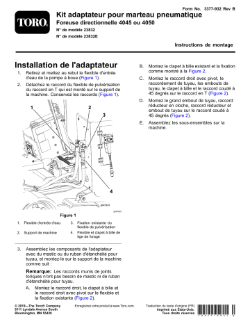 Guide d'installation | Toro Air Hammer Adapter Kit, 4045 or 4050 Directional Drill Utility Equipment Manuel utilisateur | Fixfr