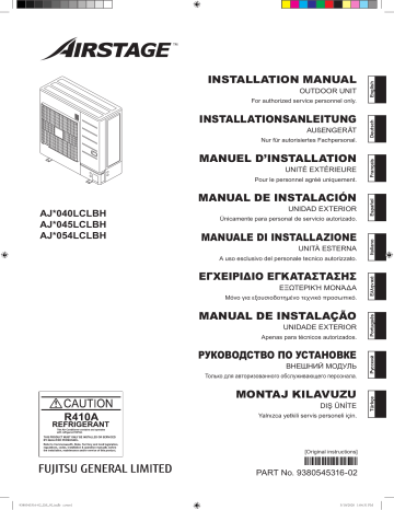 AJY054LCLBH | AJY040LCLBH | AJH054LCLBH | AJY045LCLBH | AJH040LCLBH | Installation manuel | Fujitsu AJH045LCLBH Guide d'installation | Fixfr