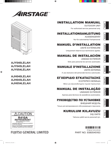AJH054LELAH | AJY054LELAH | AJY045LELAH | AJY040LELAH | AJH045LELAH | Installation manuel | Fujitsu AJH040LELAH Guide d'installation | Fixfr