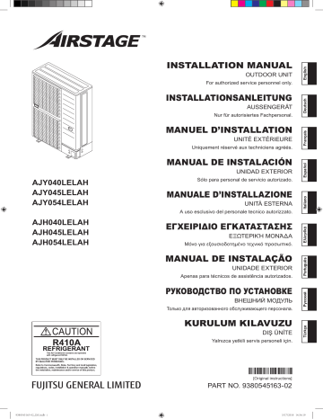 AJH054LELAH | AJY054LELAH | AJY045LELAH | AJY040LELAH | AJH045LELAH | Installation manuel | Fujitsu AJH040LELAH Guide d'installation | Fixfr