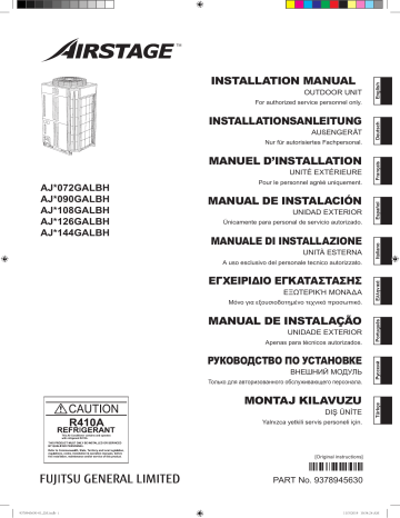 AJY126GALBH | AJY072GALBH | AJY144GALBH | AJH072GALBH | AJY090GALBH | AJH126GALBH | AJY108GALBH | AJH144GALBH | AJH090GALBH | Installation manuel | Fujitsu AJH108GALBH Guide d'installation | Fixfr