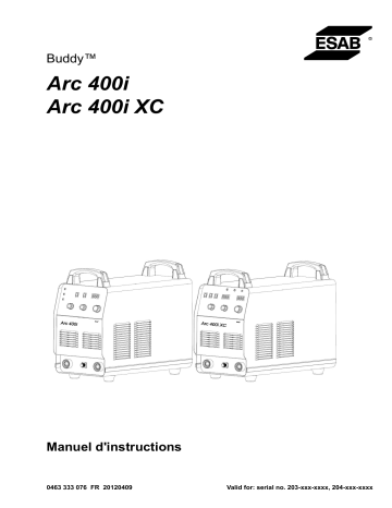 400i XC | 400i XC - Buddy™ Arc 400i | ESAB Arc 400i Manuel utilisateur | Fixfr