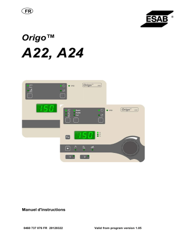 A22 | ESAB A24 Origo™ Manuel utilisateur | Fixfr
