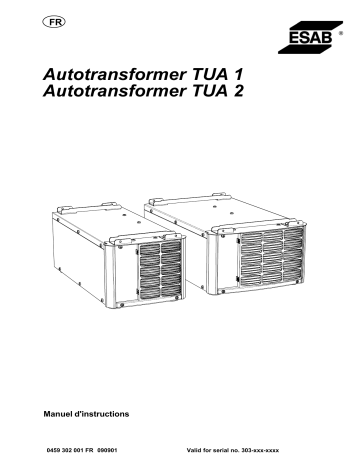 Autotransformer TUA 1 | ESAB Autotransformer TUA 2 Manuel utilisateur | Fixfr