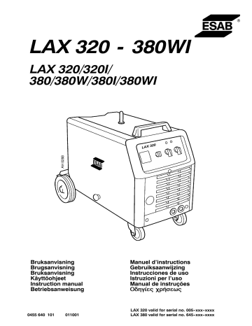 LAX 320 | ESAB LAX 380 Manuel utilisateur | Fixfr
