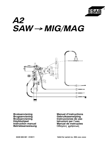ESAB A2 SAW → MIG/MAG Manuel utilisateur | Fixfr