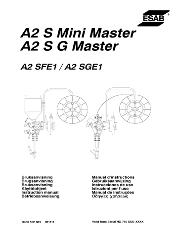 ESAB A2 SFE1 / A2 SGE1 Manuel utilisateur | Fixfr