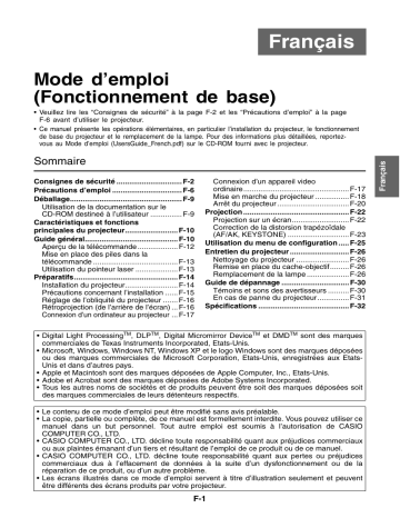 Casio XJ-460, XJ-560 Manuel utilisateur | Fixfr