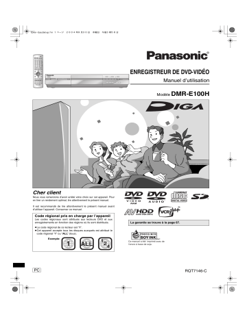 Mode d'emploi | Panasonic DMRE100H Operating instrustions | Fixfr