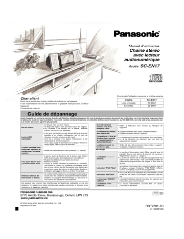 Mode d'emploi | Panasonic SCEN17 Operating instrustions | Fixfr