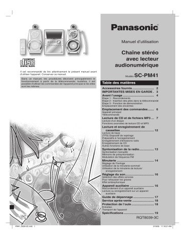 Mode d'emploi | Panasonic SCPM41 Operating instrustions | Fixfr