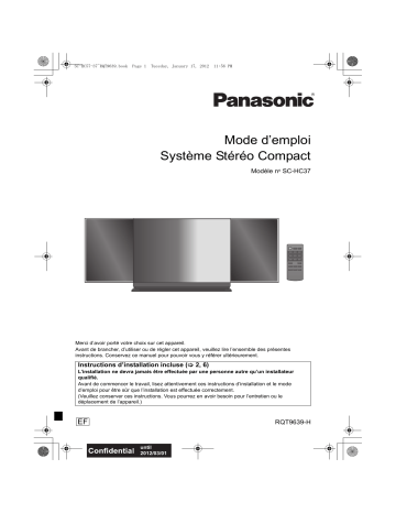 Mode d'emploi | Panasonic SCHC37EF Operating instrustions | Fixfr