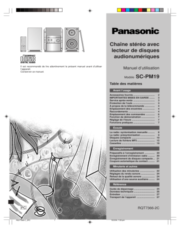Mode d'emploi | Panasonic SCPM19 Operating instrustions | Fixfr