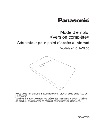 Mode d'emploi | Panasonic SHWL30EC Operating instrustions | Fixfr