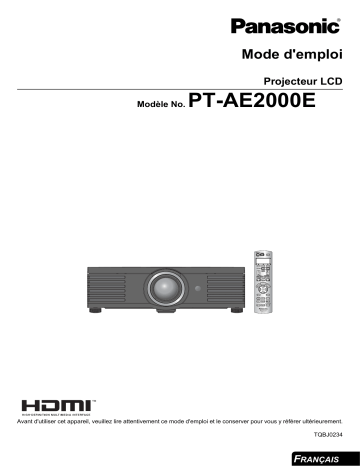 Mode d'emploi | Panasonic PTAE2000E Operating instrustions | Fixfr