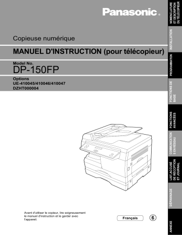 Mode d'emploi | Panasonic DP150FP Operating instrustions | Fixfr