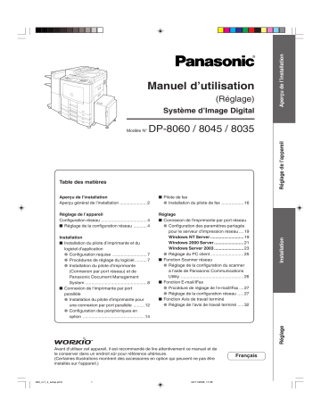 DP8060 | Mode d'emploi | Panasonic DP8045 Operating instrustions | Fixfr
