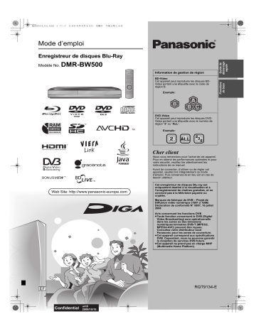 Mode d'emploi | Panasonic DMRBW500 Operating instrustions | Fixfr