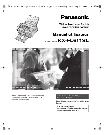 Mode d'emploi | Panasonic KXFL611SL Operating instrustions | Fixfr