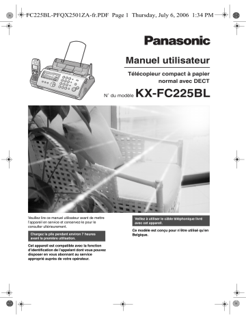 Mode d'emploi | Panasonic KXFC225BL Operating instrustions | Fixfr