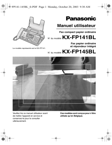 KXFP145BL | Mode d'emploi | Panasonic KXFP141BL Operating instrustions | Fixfr