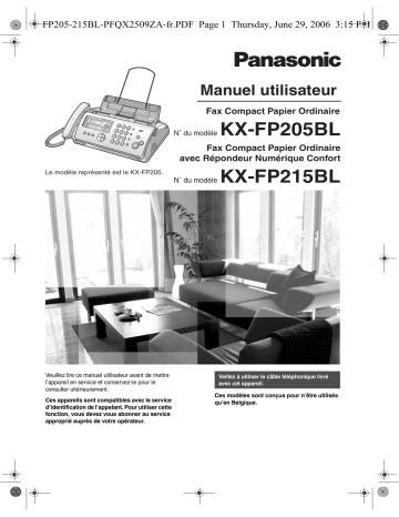 KXFP215BL | Mode d'emploi | Panasonic KXFP205BL Operating instrustions | Fixfr