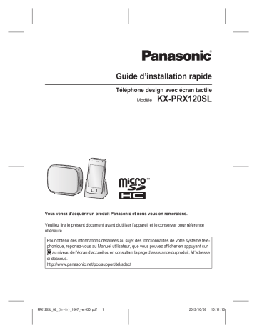 Mode d'emploi | Panasonic KXPRX120SL Operating instrustions | Fixfr