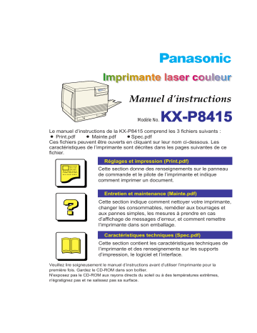 Mode d'emploi | Panasonic KXP8415 Operating instrustions | Fixfr
