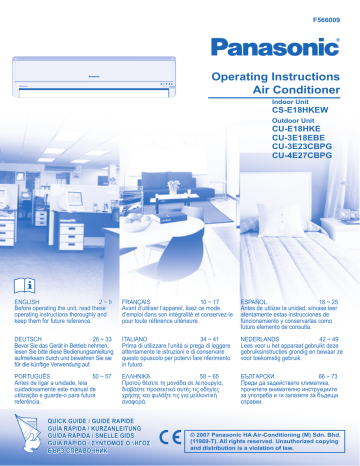 CSE18HKEW | Mode d'emploi | Panasonic CUE18HKE Operating instrustions | Fixfr