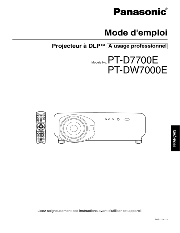 PTD7700E | Mode d'emploi | Panasonic PTDW7000E Operating instrustions | Fixfr