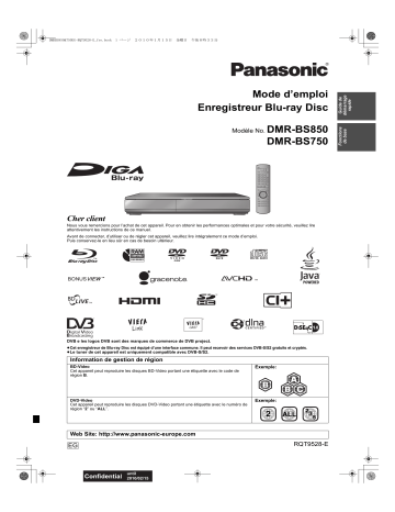 Mode d'emploi | Panasonic DMRBS750 Operating instrustions | Fixfr