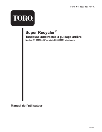 Toro Super Recycler Mower Walk Behind Mower Manuel utilisateur | Fixfr