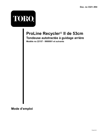 Toro 53cm Recycler/Rear-Bagger Mower Walk Behind Mower Manuel utilisateur | Fixfr