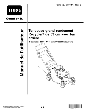 Toro 53cm Heavy-Duty Recycler/Rear Bagger Lawn Mower Walk Behind Mower Manuel utilisateur | Fixfr