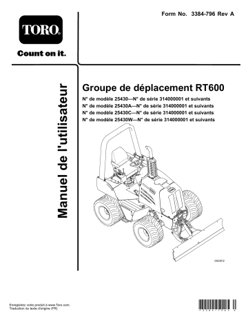 Toro RT600 Traction Unit Trencher Manuel utilisateur | Fixfr