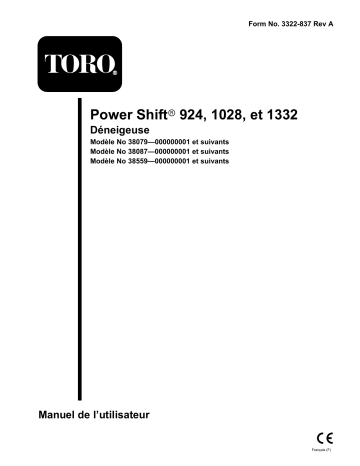 924 Power Shift Snowthrower | 1332 Power Shift Snowthrower | Toro 1028 Power Shift Snowthrower Manuel utilisateur | Fixfr