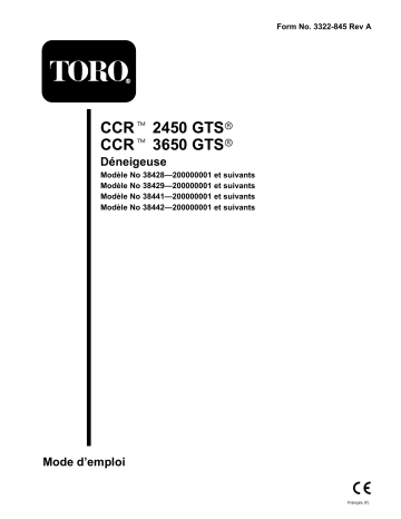 CCR 3650 Snowthrower | Toro CCR 2450 Snowthrower Manuel utilisateur | Fixfr