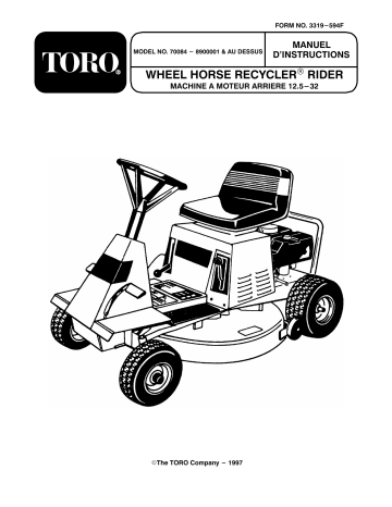 Toro 12-32 Rear Engine Rider Riding Product Manuel utilisateur | Fixfr