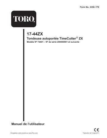 Toro 17-44ZX TimeCutter ZX Riding Mower Riding Product Manuel utilisateur | Fixfr