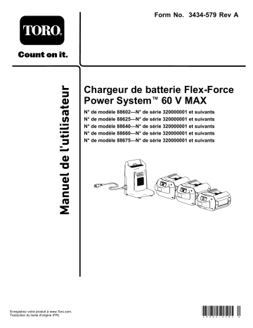 Flex-Force Power System 6.0Ah 60V MAX Battery Pack | Toro Flex-Force Power System 60V MAX Battery Charger Misc Manuel utilisateur | Fixfr