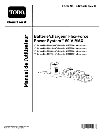 Flex-Force Power System 7.5Ah 60V MAX Battery Pack | Toro Flex-Force Power System 60V MAX Battery Charger Misc Manuel utilisateur | Fixfr