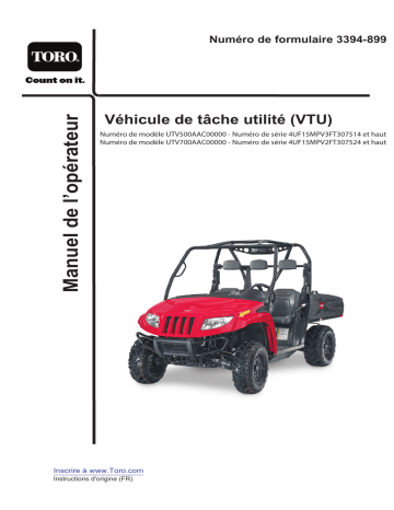 Toro Utility Task Vehicle Manuel utilisateur | Fixfr