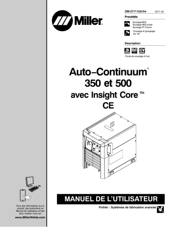 MH190574U | Manuel du propriétaire | Miller AUTO-CONTINUUM 500 W/INSIGHT CORE CE Manuel utilisateur | Fixfr