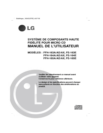LG FFH-164AD Manuel du propriétaire | Fixfr