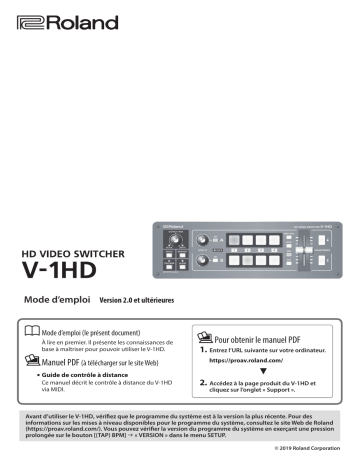 Roland V-1HD HD Video Switcher Manuel du propriétaire | Fixfr