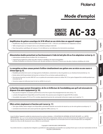 Roland AC-33 Amplificateur Acoustique Manuel du propriétaire | Fixfr