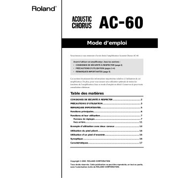 Roland AC-60 Amplificateur Acoustique Manuel du propriétaire | Fixfr