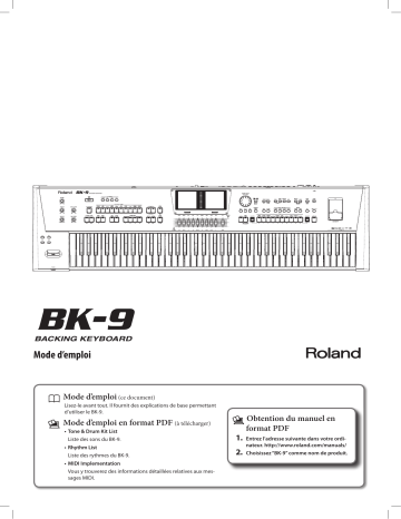 Roland BK-9 Clavier d accompagnement Manuel du propriétaire | Fixfr