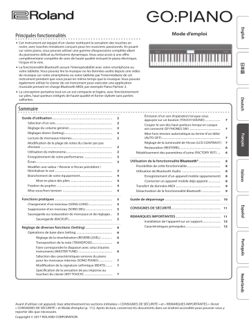 Roland GO:PIANO Digital Piano (GO-61P) Manuel du propriétaire | Fixfr